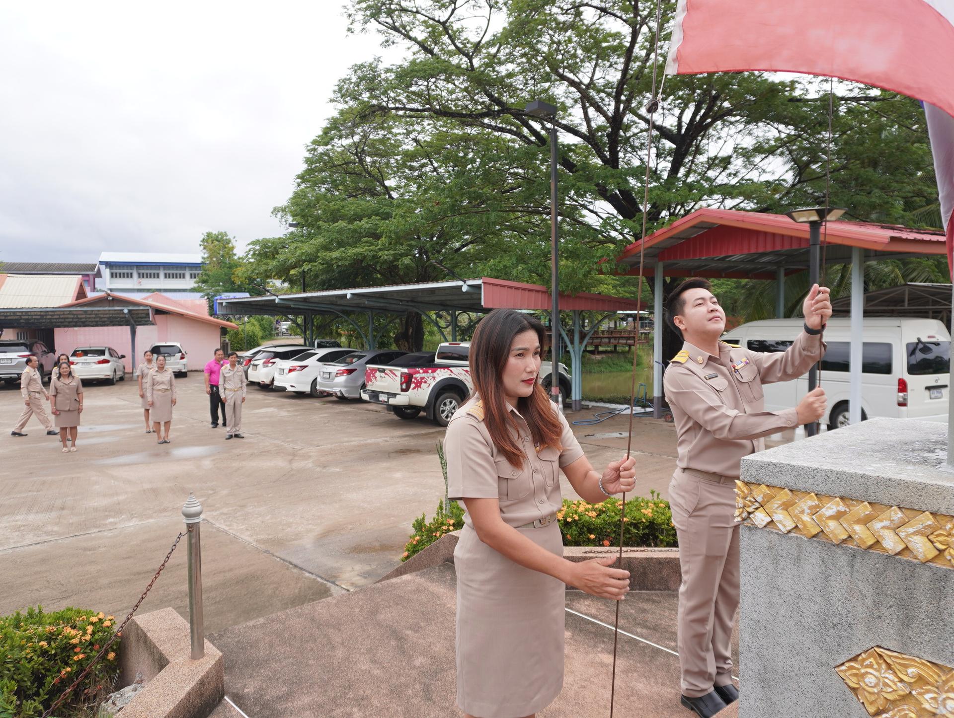 การจัดกิจกรรมเข้าแถวเคารพธงชาติ สวดมนต์ไหว้พระ กล่าวคำปฏิญญาการดำเนินงานเขตสุจริต ประจำเดือนพฤษภาคม 2567